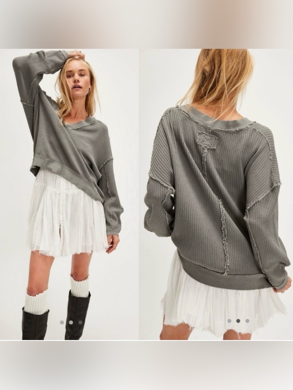 We The Free Ricky Thermal Gray Sweatshirt Medium